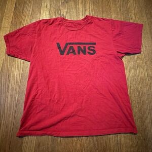 Vans Classic Off The Wall Logo T-Shirt Red Black Men's Size Large L Skate Tee